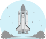 Rocketship logo for automation and clout intergration